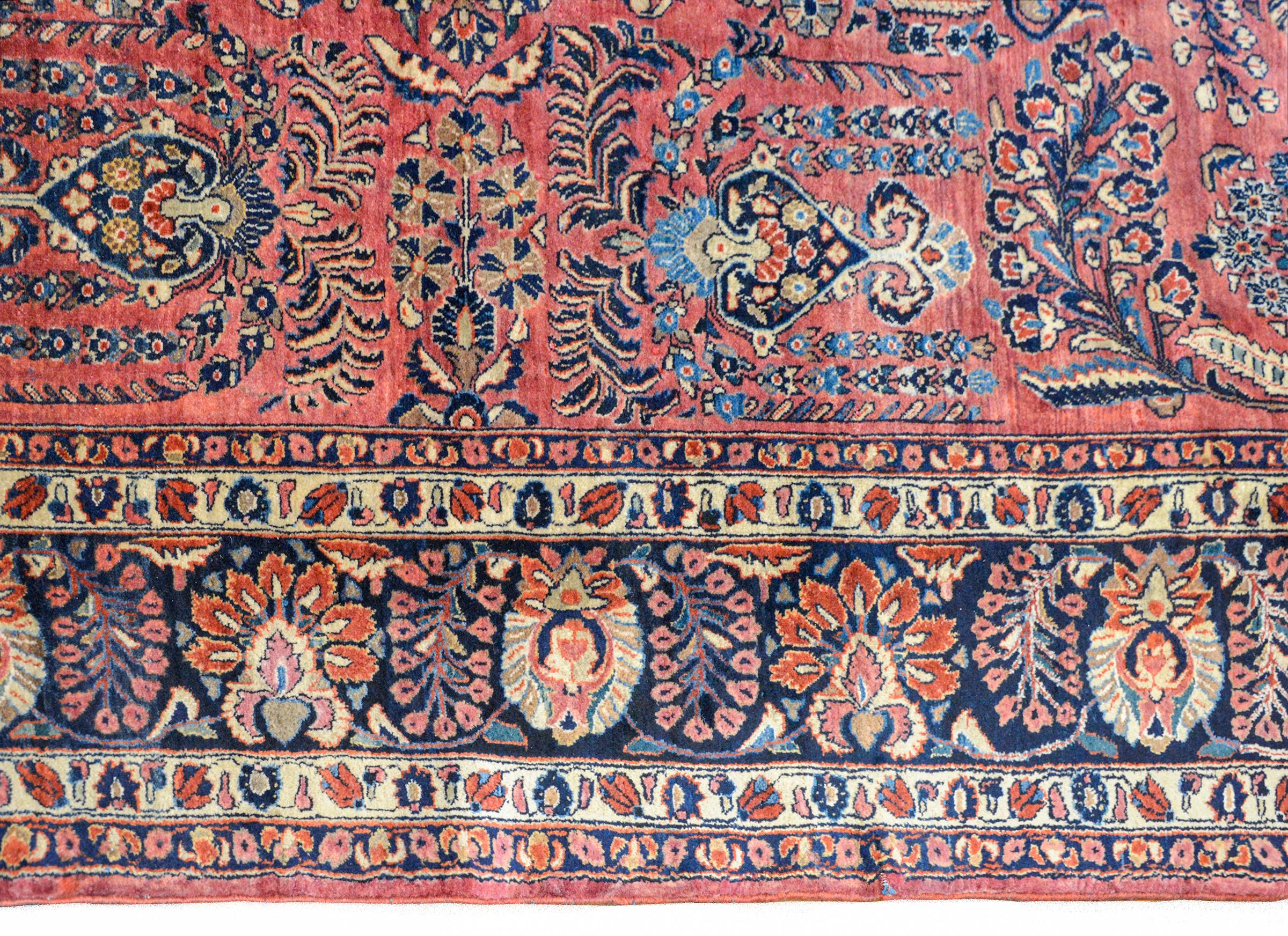 Hand-Knotted Early 20th Century Sarouk Rug