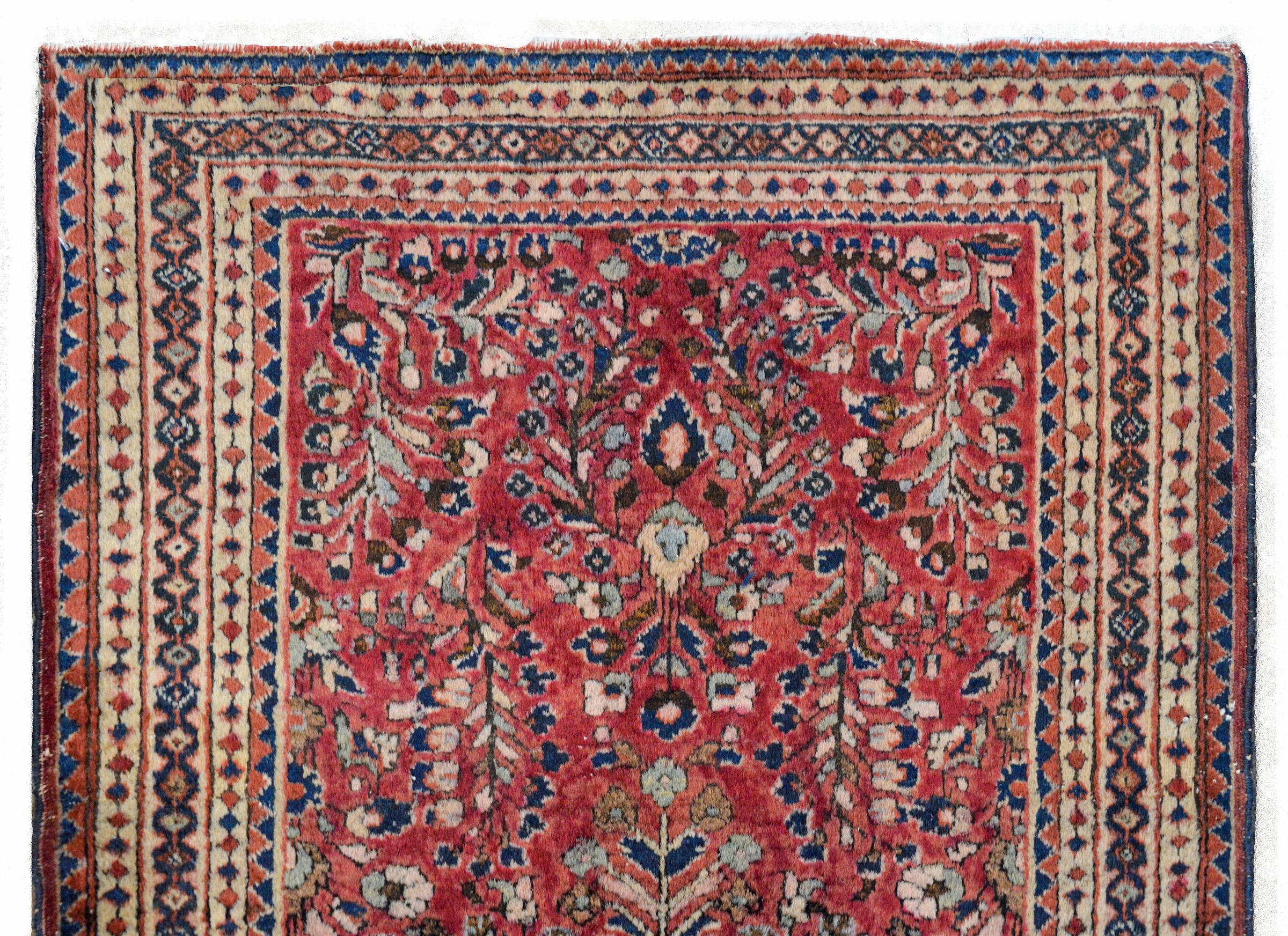 Hand-Knotted Early 20th Century Sarouk Rug For Sale
