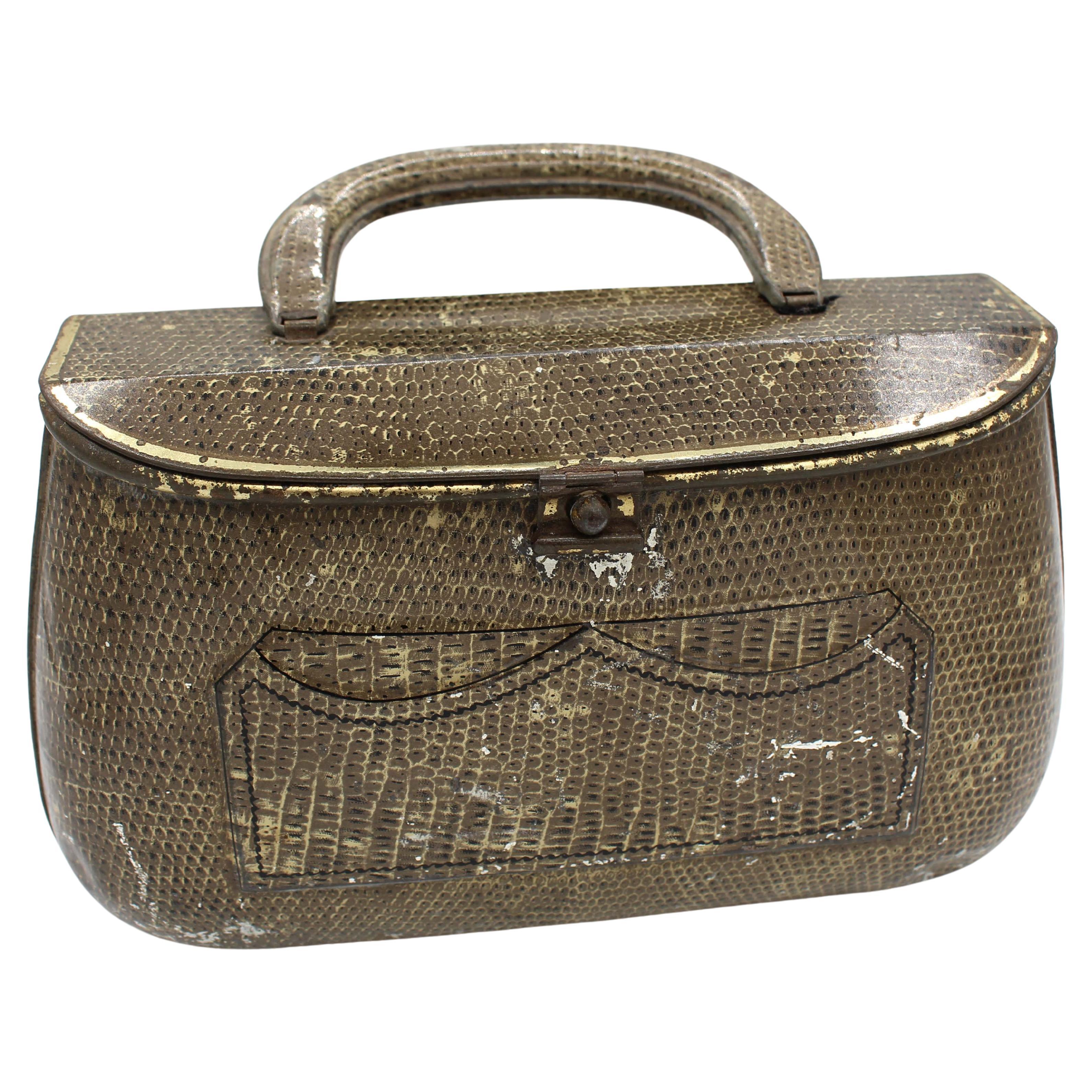 Early 20th Century Satchel Form Biscuit Tin by Huntley & Palmers For Sale