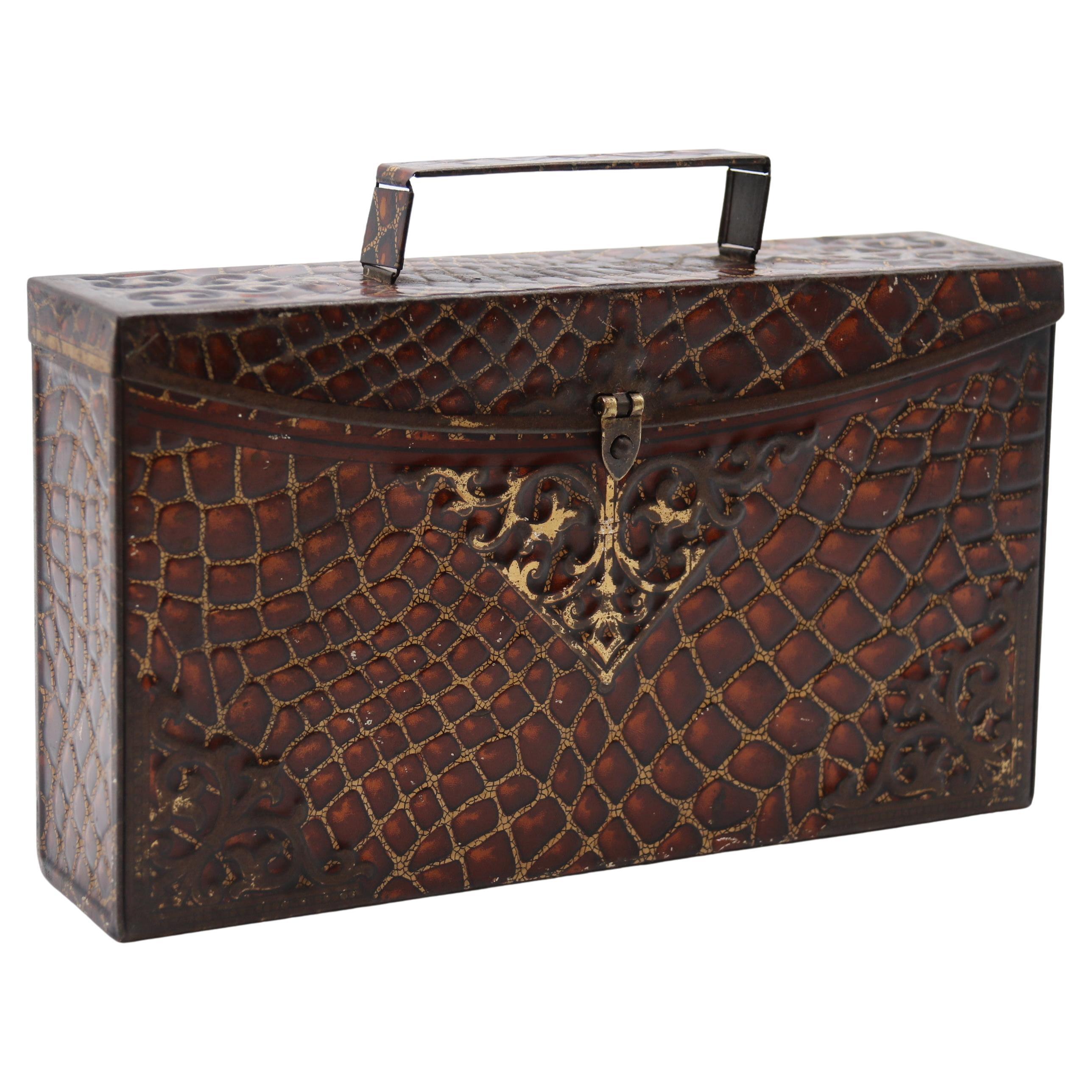 Early 20th century satchel form biscuit tin by Peek Frean and Co, English C 1900 For Sale