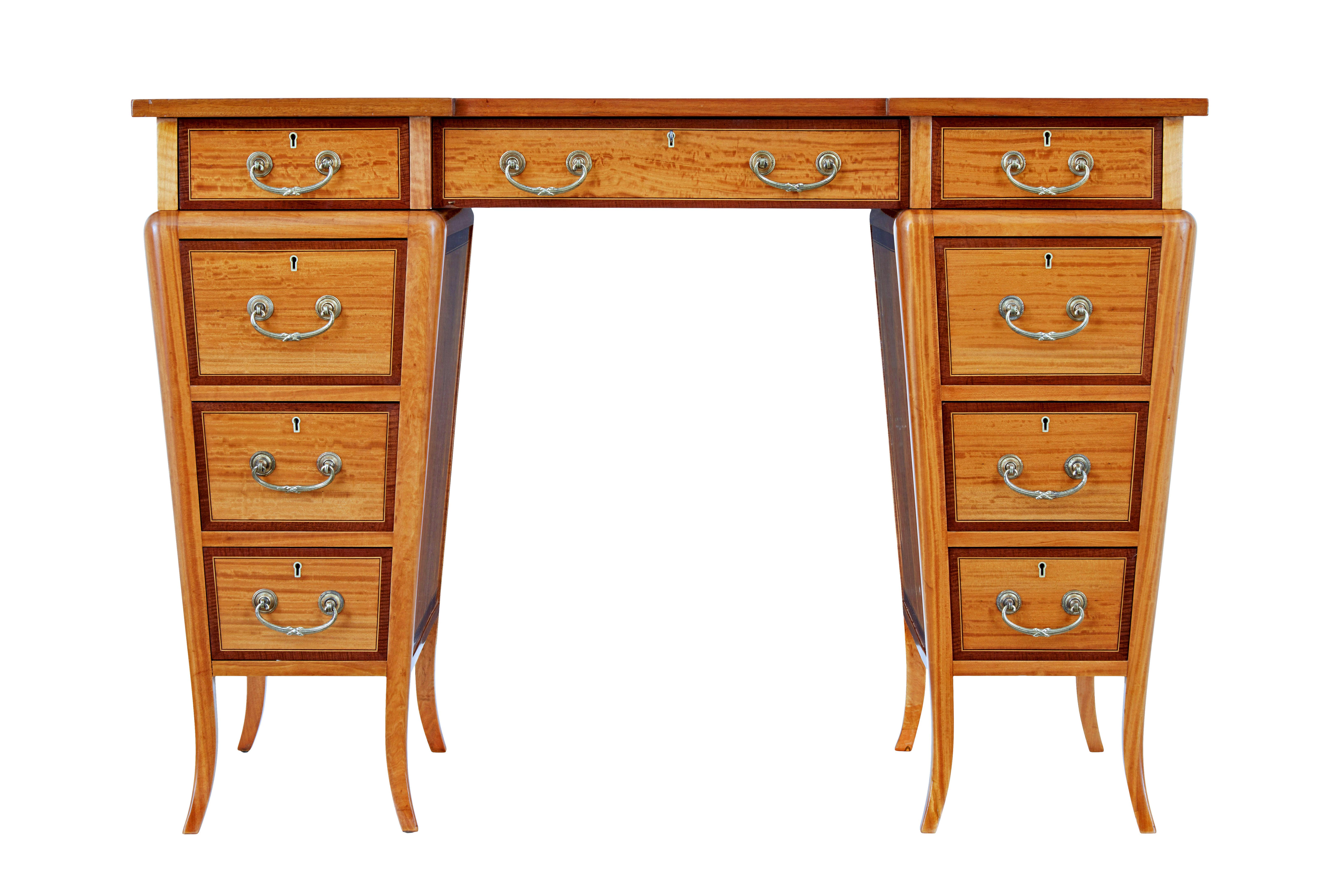 Sheraton Early 20th century satinwood sheraton revival desk For Sale