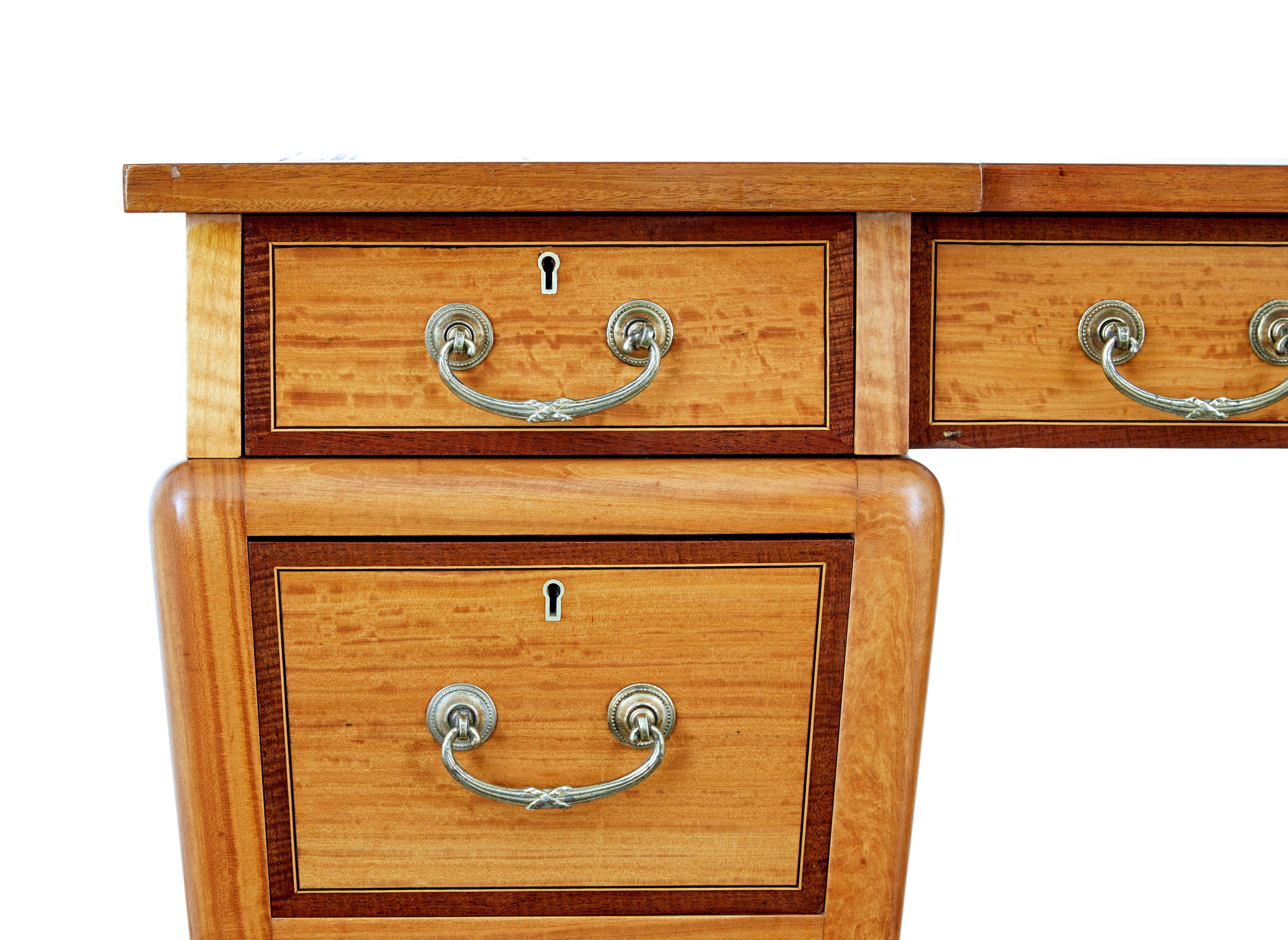 20th Century Early 20th century satinwood sheraton revival desk For Sale
