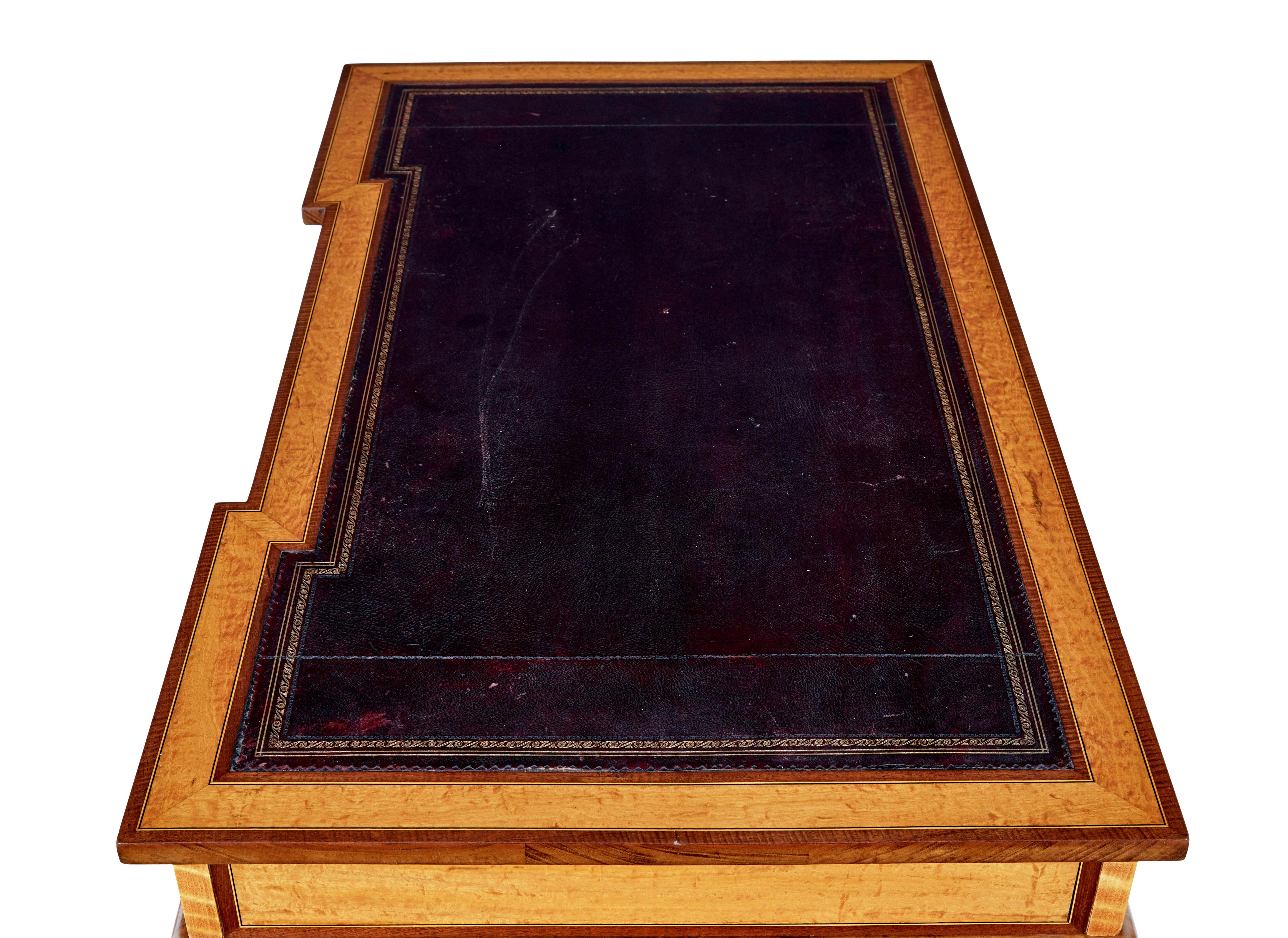 Satinwood Early 20th century satinwood sheraton revival desk For Sale