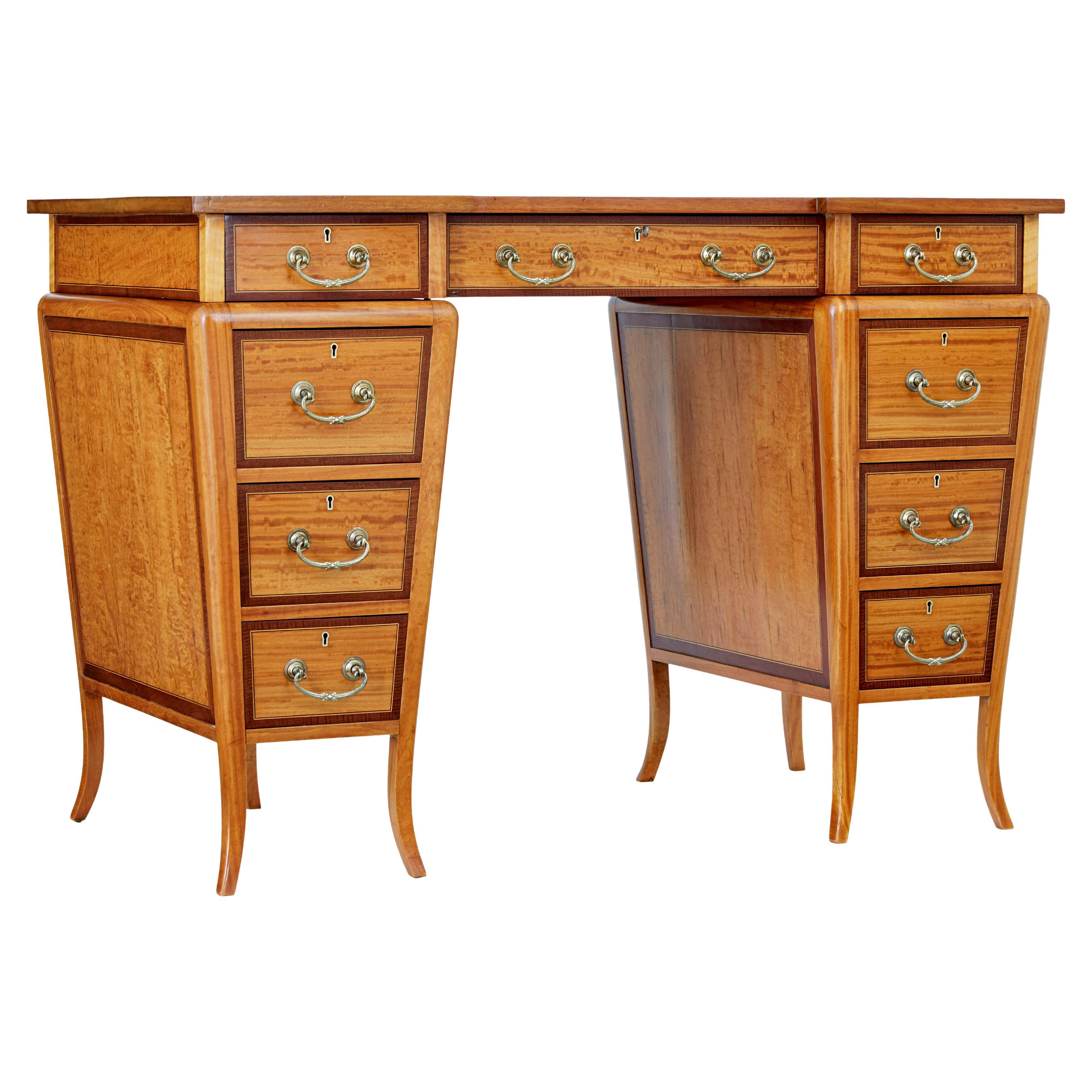 Early 20th century satinwood sheraton revival desk For Sale