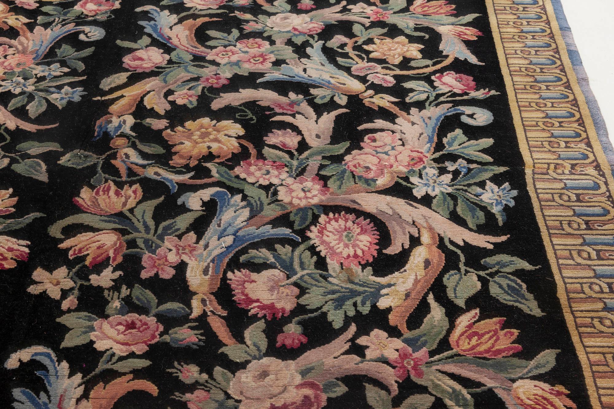 French Early 20th Century Savonnerie Floral Rug 'Size Adjusted' For Sale