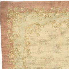 Early 20th Century Beige and Rust Austrian Savonnerie Style Floral Rug