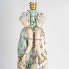 Early 20th Century Saxon Porcelain Table Lamp, Napoleon III Style.