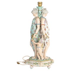 Early 20th Century Saxon Porcelain Table Lamp, Napoleon III Style.