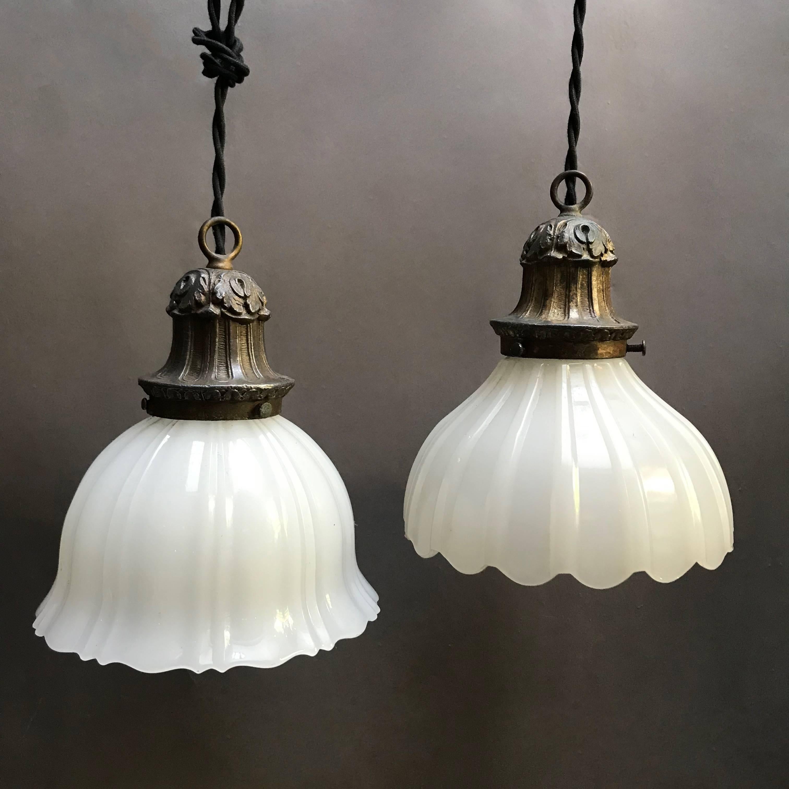 milk glass pendant light vintage