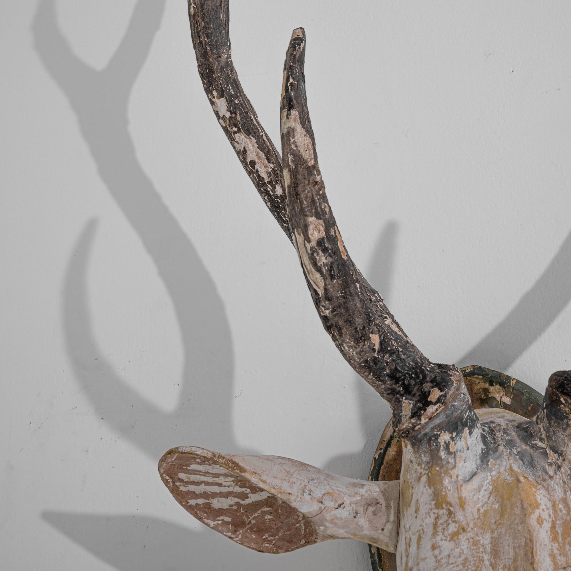 Early 20th Century Scandinavian Deer Head Decoration In Good Condition In High Point, NC