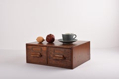 Early 20th Century Scandinavian Filing Cabinet Solid Oak with Two Drawers