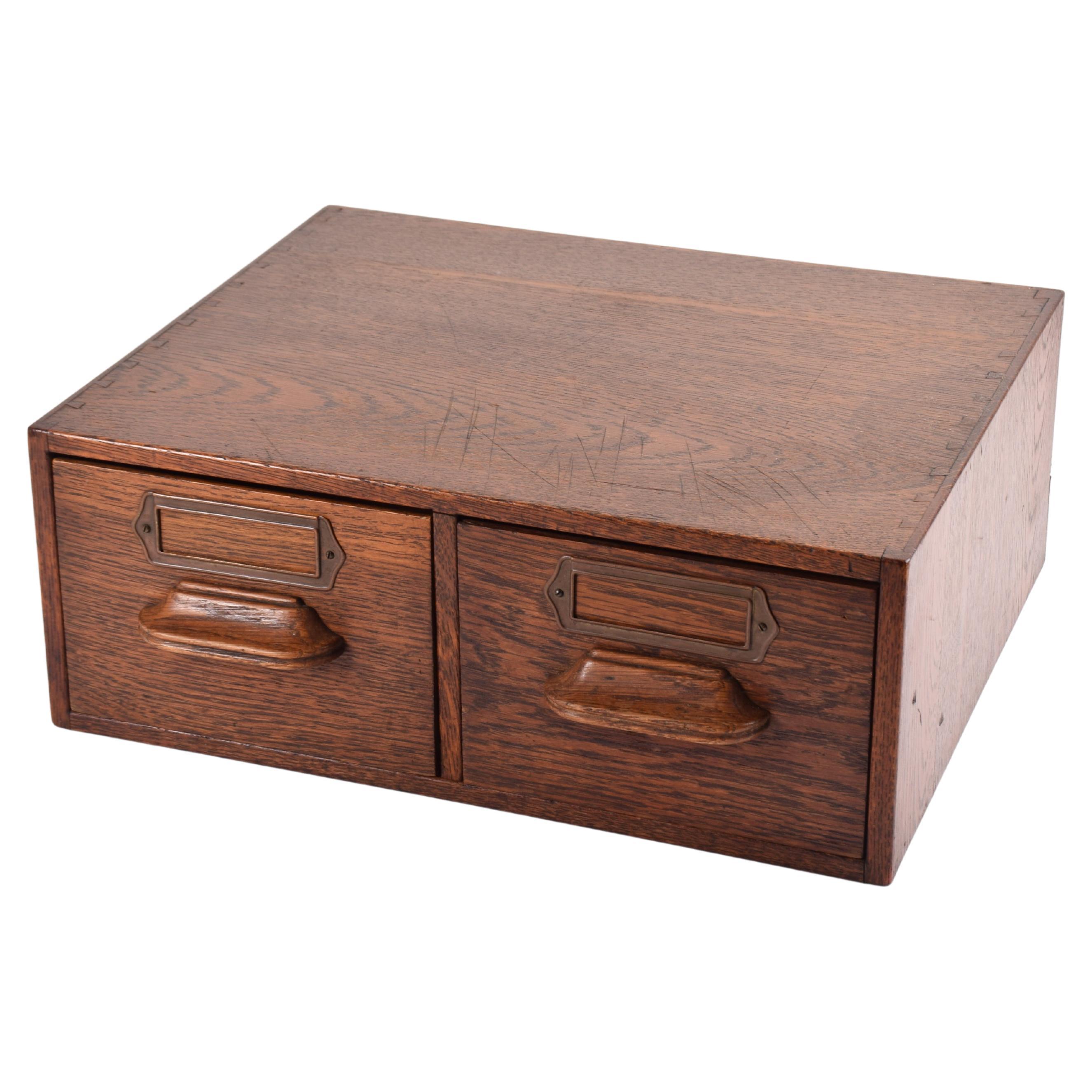 Early 20th Century Scandinavian Filing Cabinet Solid Oak with Two Drawers For Sale