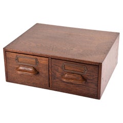 Early 20th Century Scandinavian Filing Cabinet Solid Oak with Two Drawers