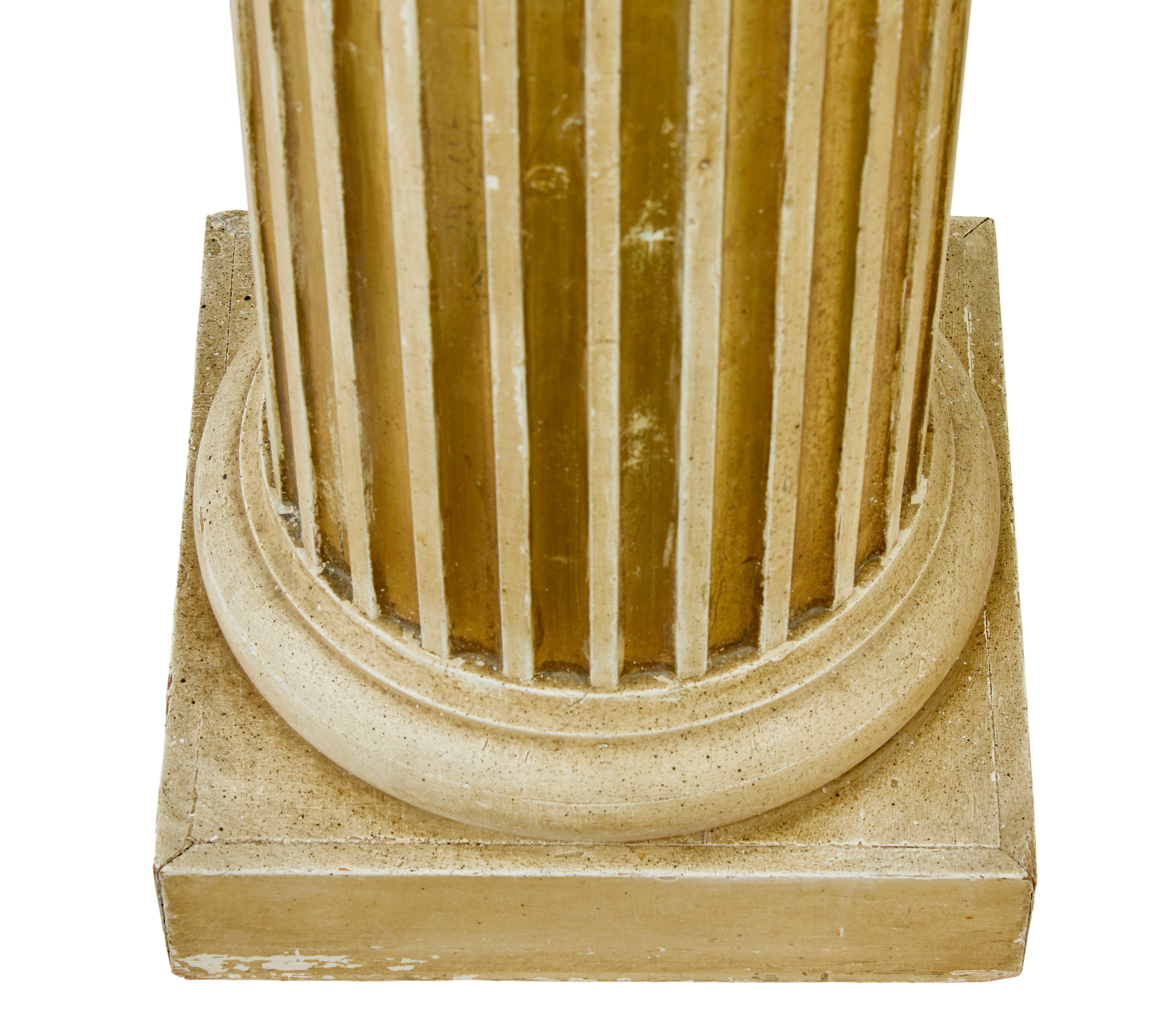 Early 20th century Scandinavian gilt pedestal column In Good Condition In Debenham, Suffolk