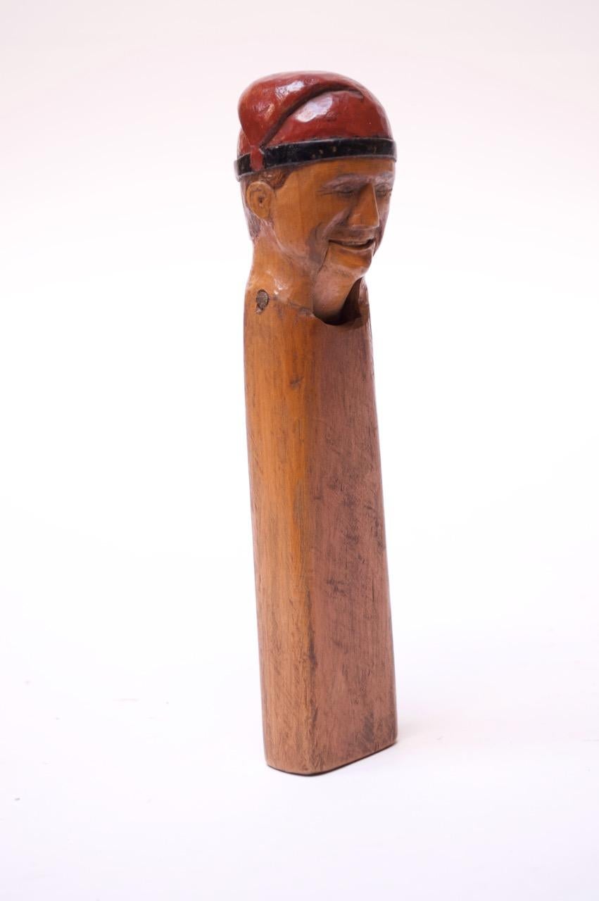 Hand-Painted Early 20th Century Scandinavian Hand Carved and Painted Figural Nutcracker For Sale