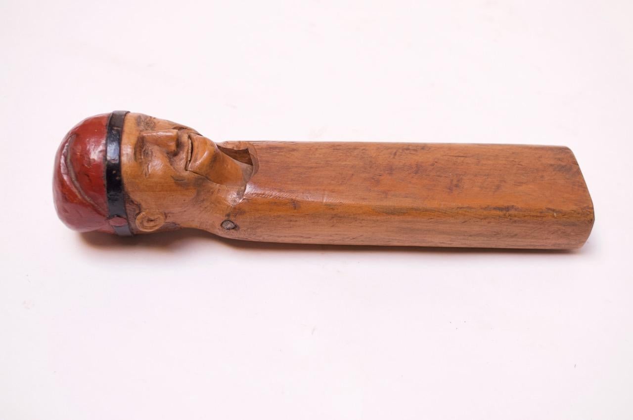 Early 20th Century Scandinavian Hand Carved and Painted Figural Nutcracker In Good Condition For Sale In Brooklyn, NY