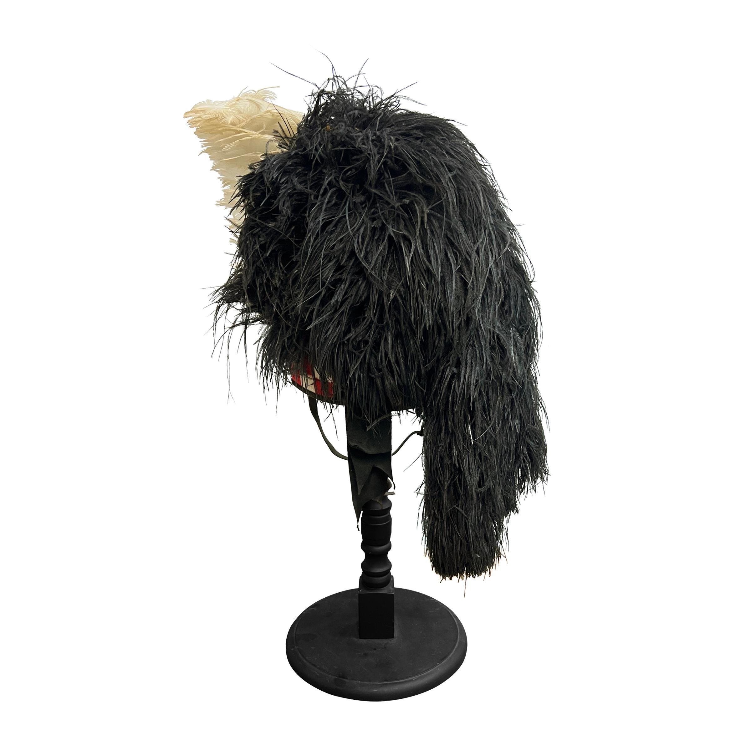 Wool Early 20th Century Scottish Bagpiper's Bonnet on Stand For Sale