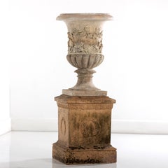 Early 20th Century Scottish Buff Terracotta Urn and Pedestal