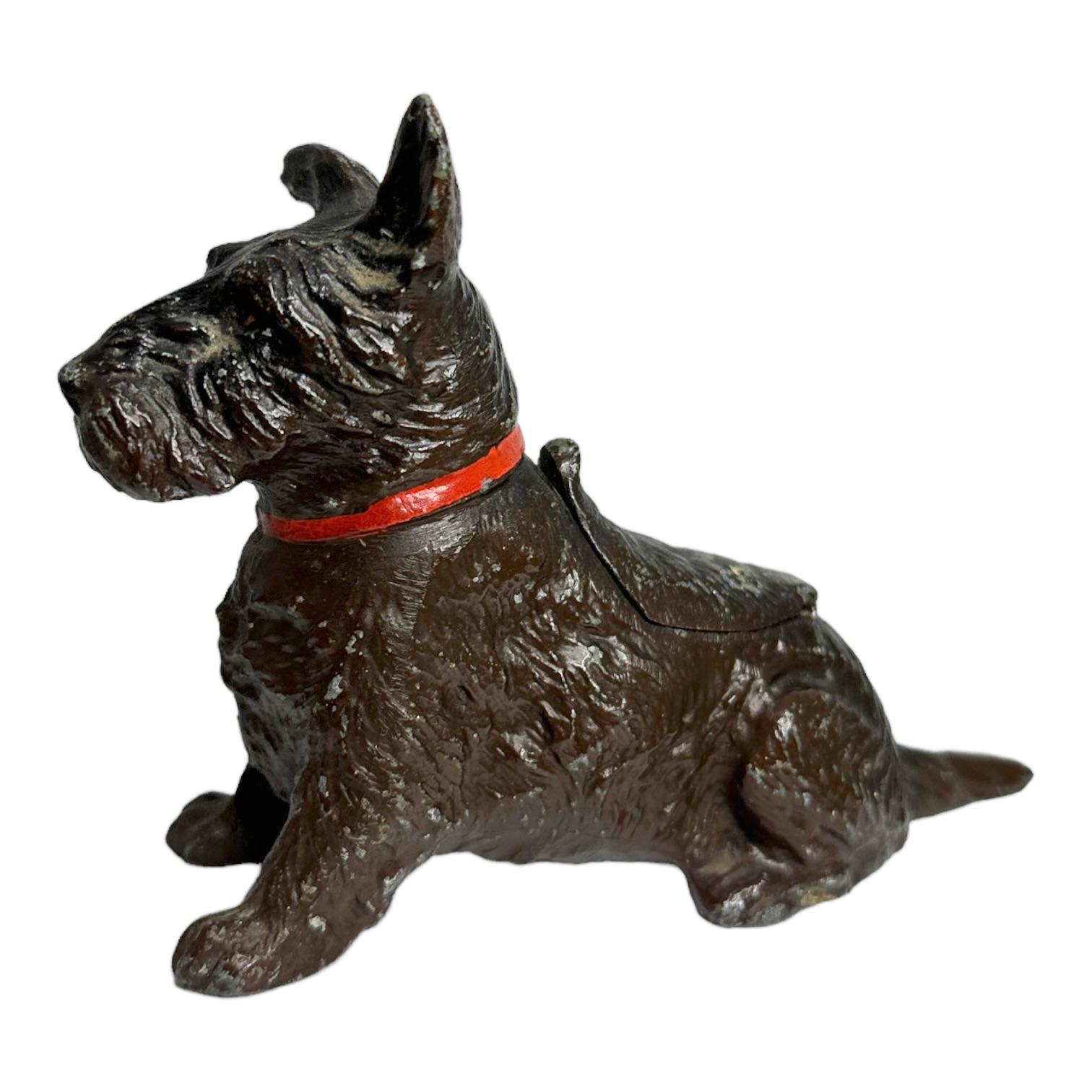 Metal Early 20th Century Scotty Dog Austrian Vienna Bronze Style Figurine Catchall For Sale