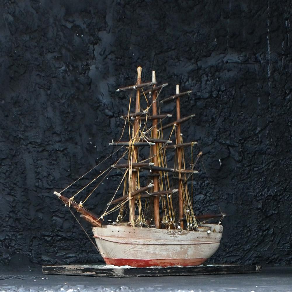 Folk Art Early 20th Century Scratch build folk-art ship model For Sale