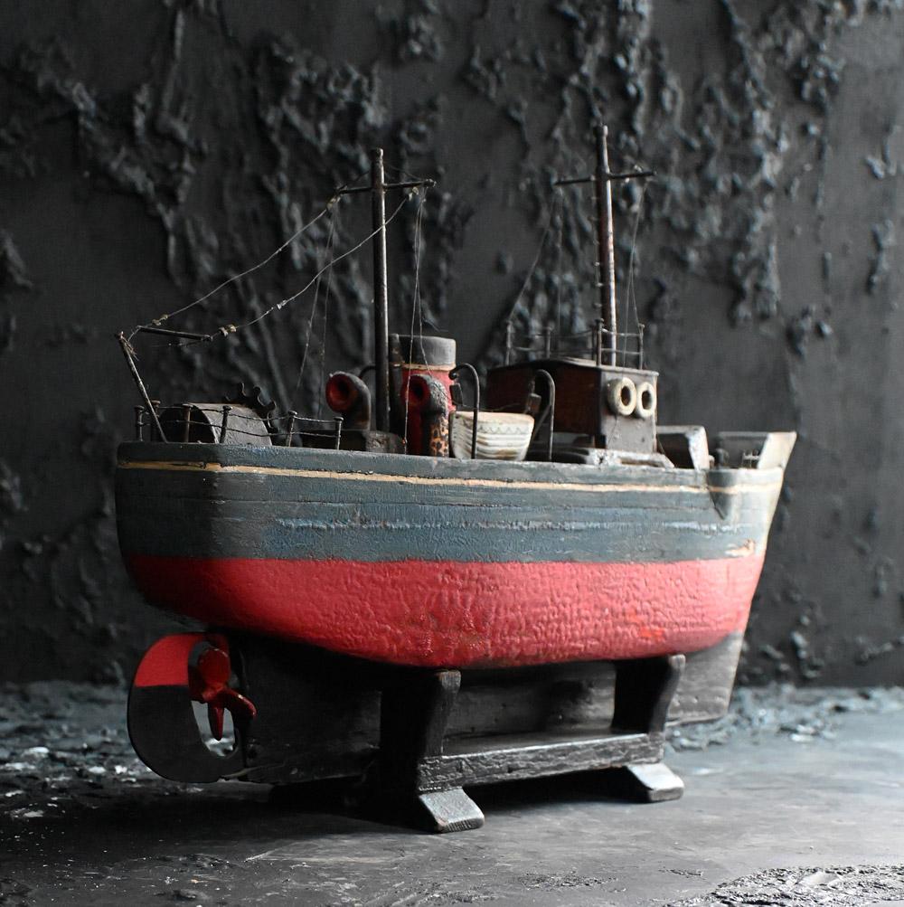 Folk Art Early 20th Century Scratch-Built Clockwork Boat For Sale