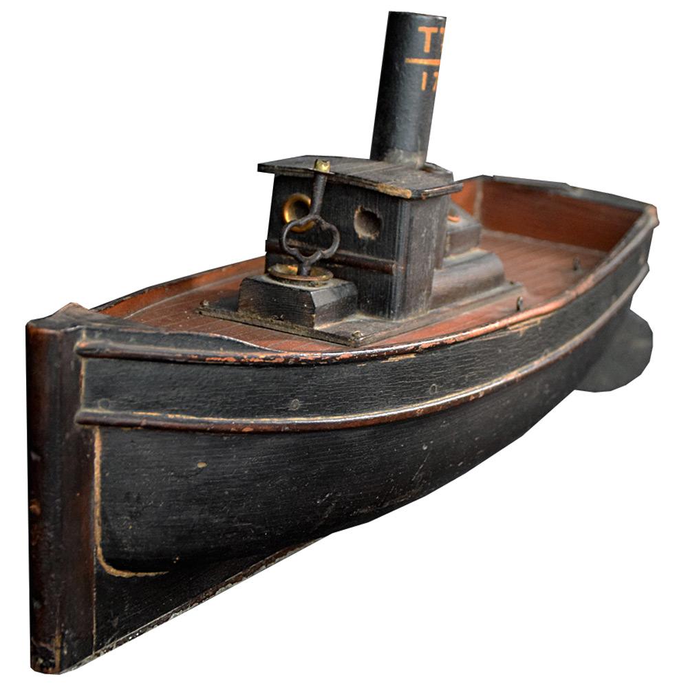 Early 20th Century Scratch-Built Clockwork Tugboat