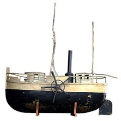 Early 20th Century Scratch Built English Paddle Boat Model