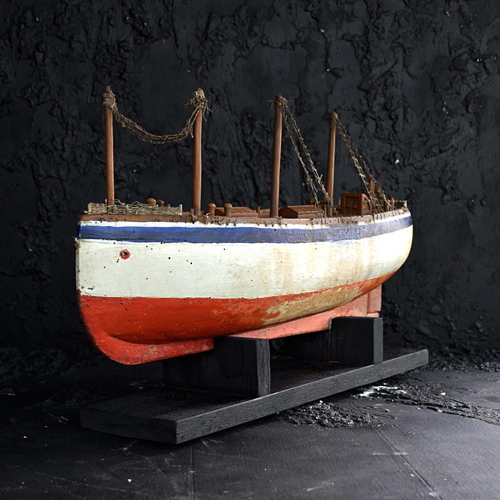 French Early 20th Century Scratch Built Folk Art Boat Model