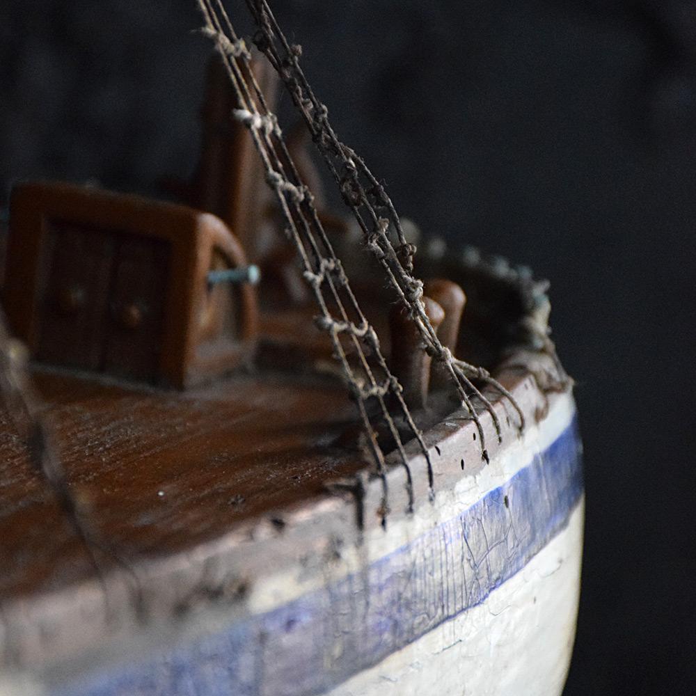Pine Early 20th Century Scratch Built Folk Art Boat Model