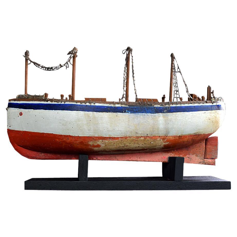 Early 20th Century Scratch Built Folk Art Boat Model
