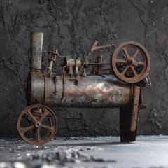 Early-20th Century Scratch Built Folk-Art Steam Locomotive Model