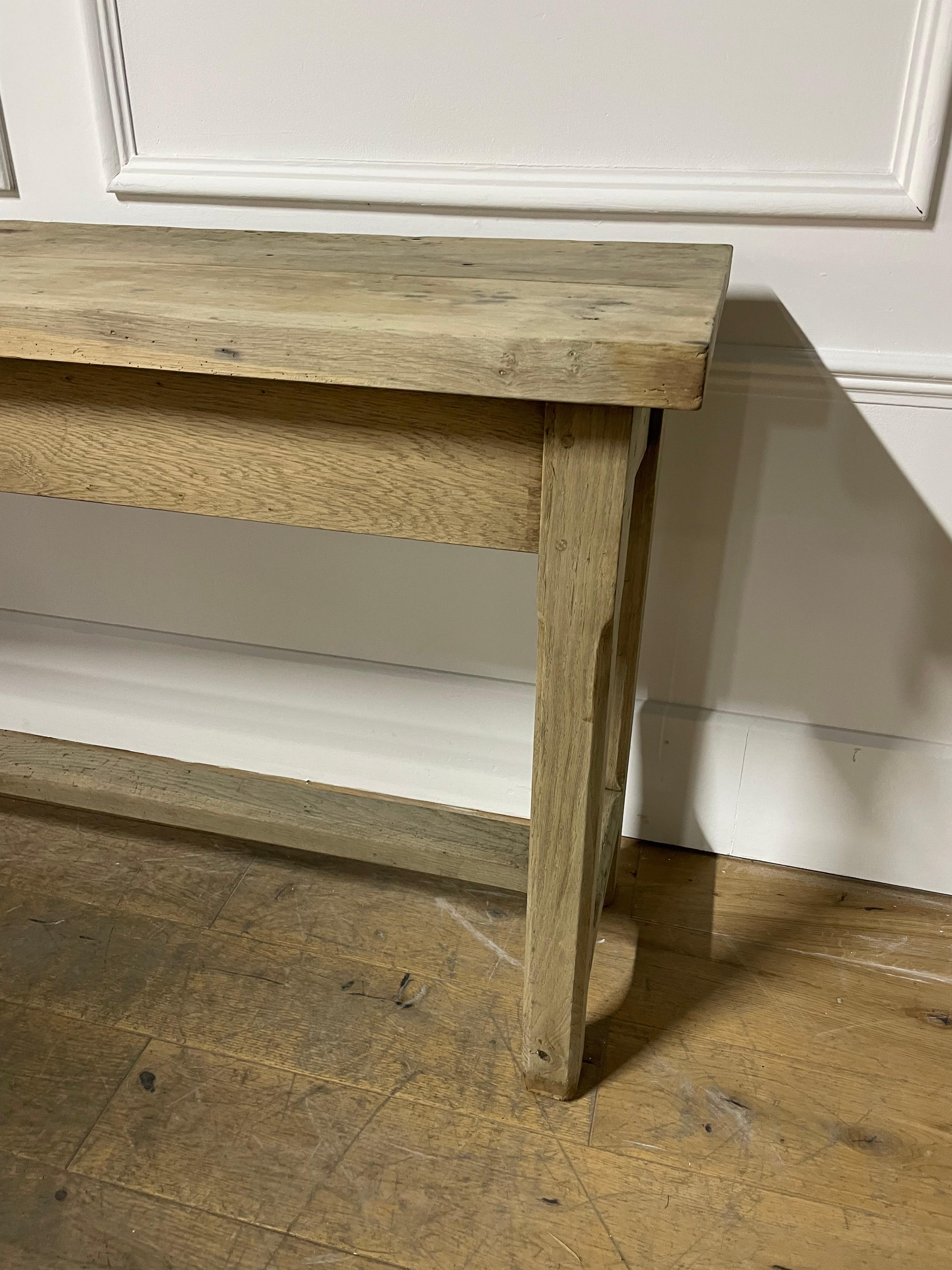 Early 20th century scrubbed oak rustic console table / serving table In Fair Condition For Sale In Budleigh Salterton, GB