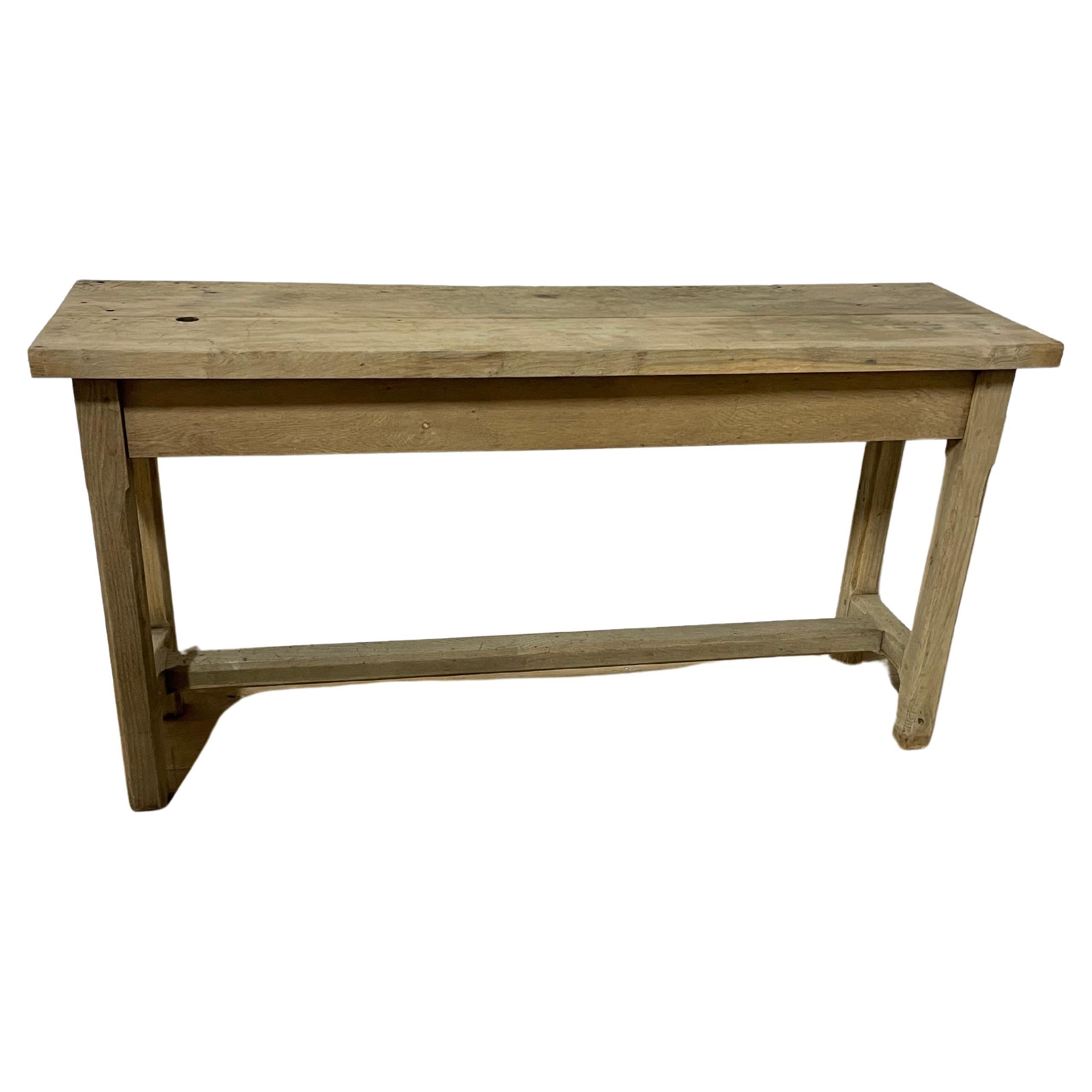 Early 20th century scrubbed oak rustic console table / serving table