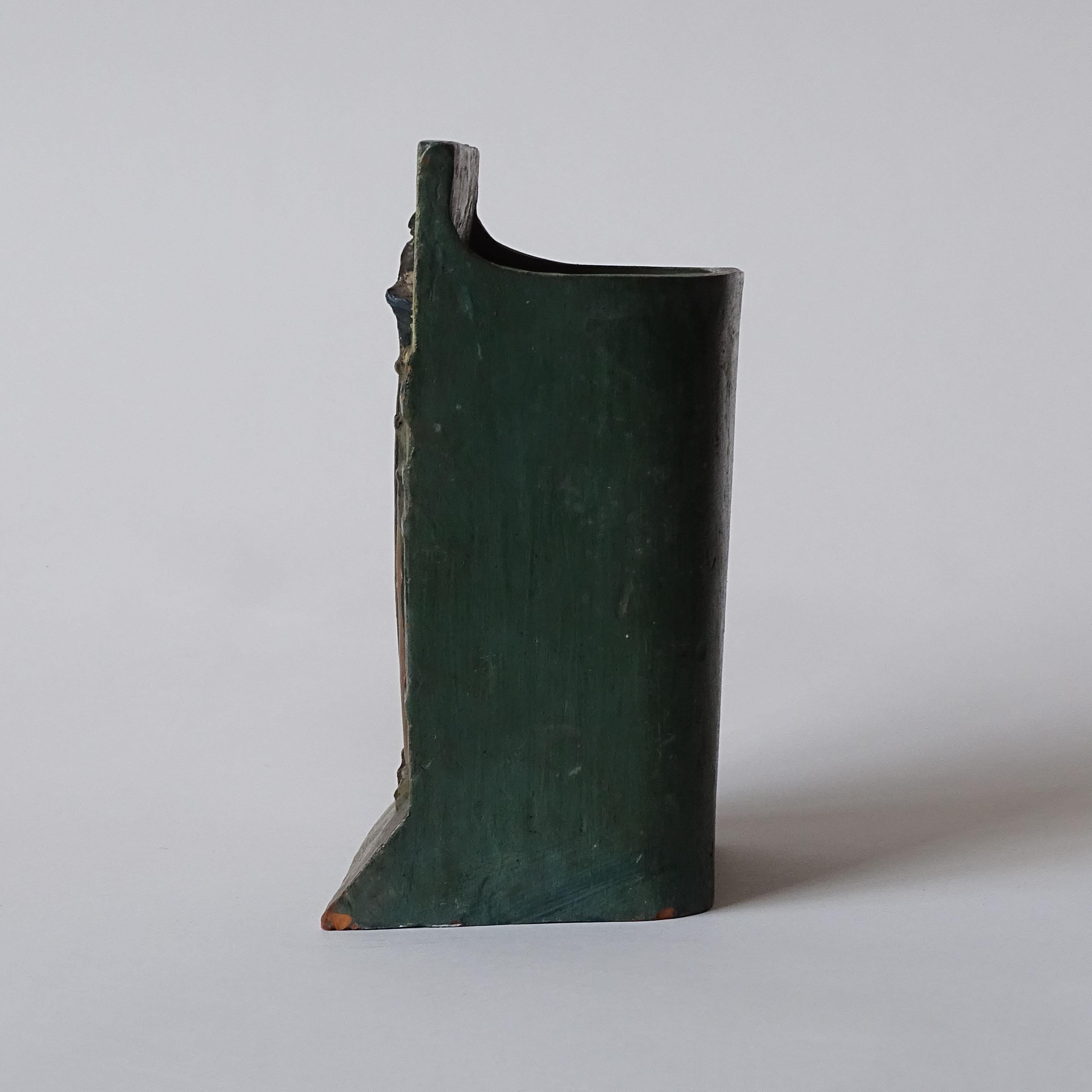 Art Nouveau Early 20th Century Sculptural Hand Painted View of Venice Terracotta Pen Holder For Sale