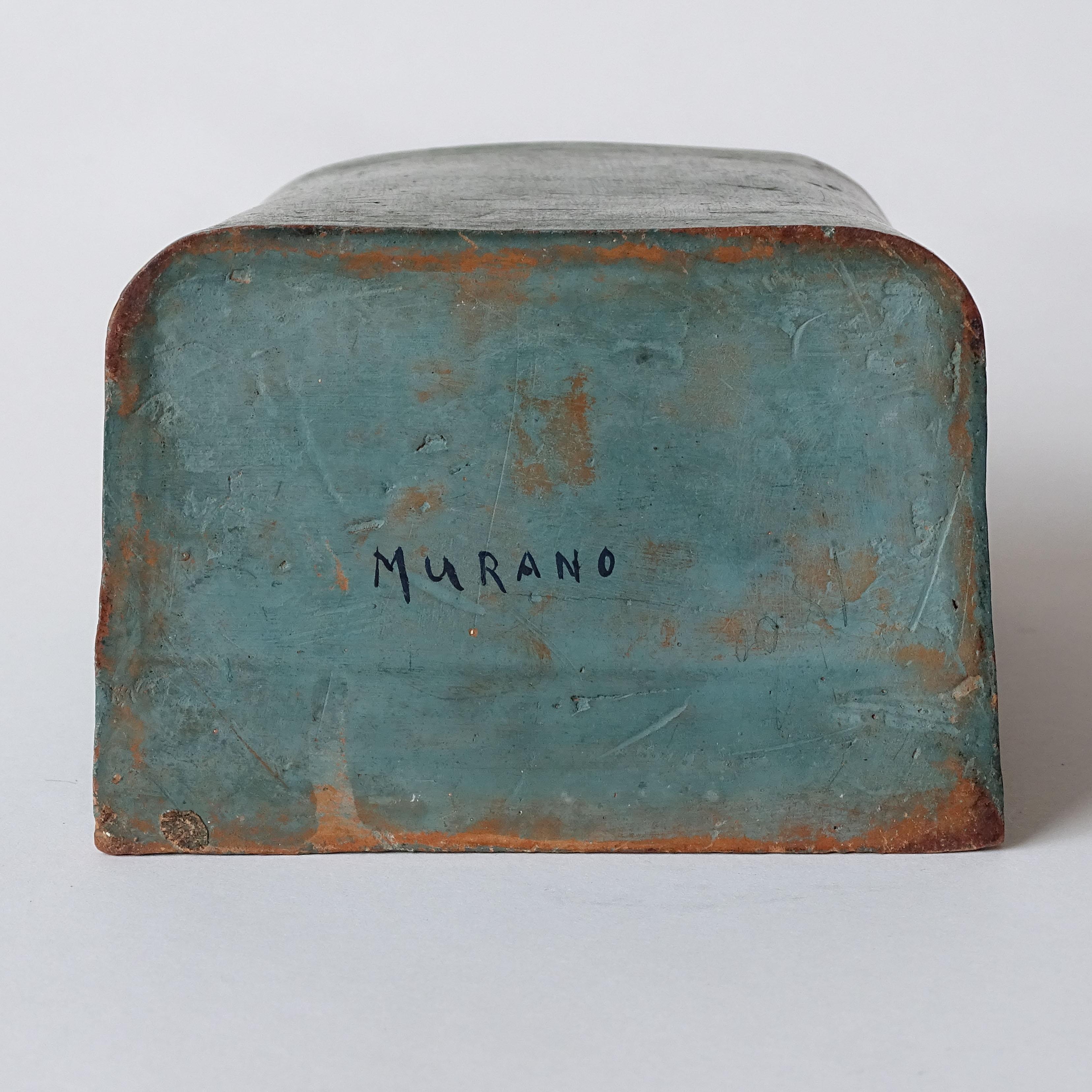 Early 20th Century Sculptural Hand Painted View of Venice Terracotta Pen Holder In Good Condition For Sale In Milan, IT