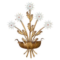 Début 20ème siècle Sculptural Italian Regency Tole Gilt Wall Sconce Wall Objects