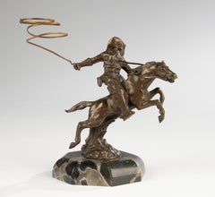 Early 20th Century Sculpture - Bronze - Cowboy with Lasso