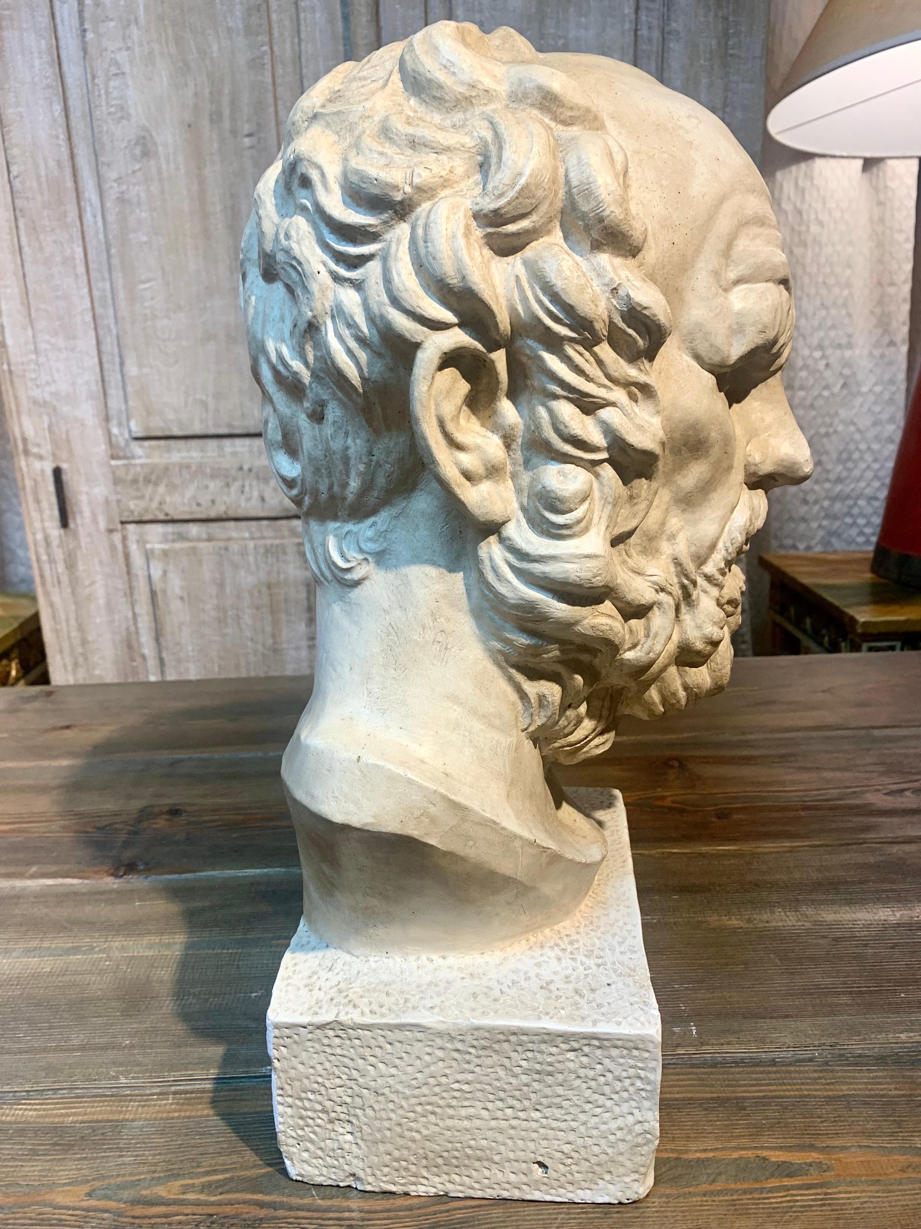 Sculpture du début du 20e siècle  Buste de Platon en plâtre en vente 5
