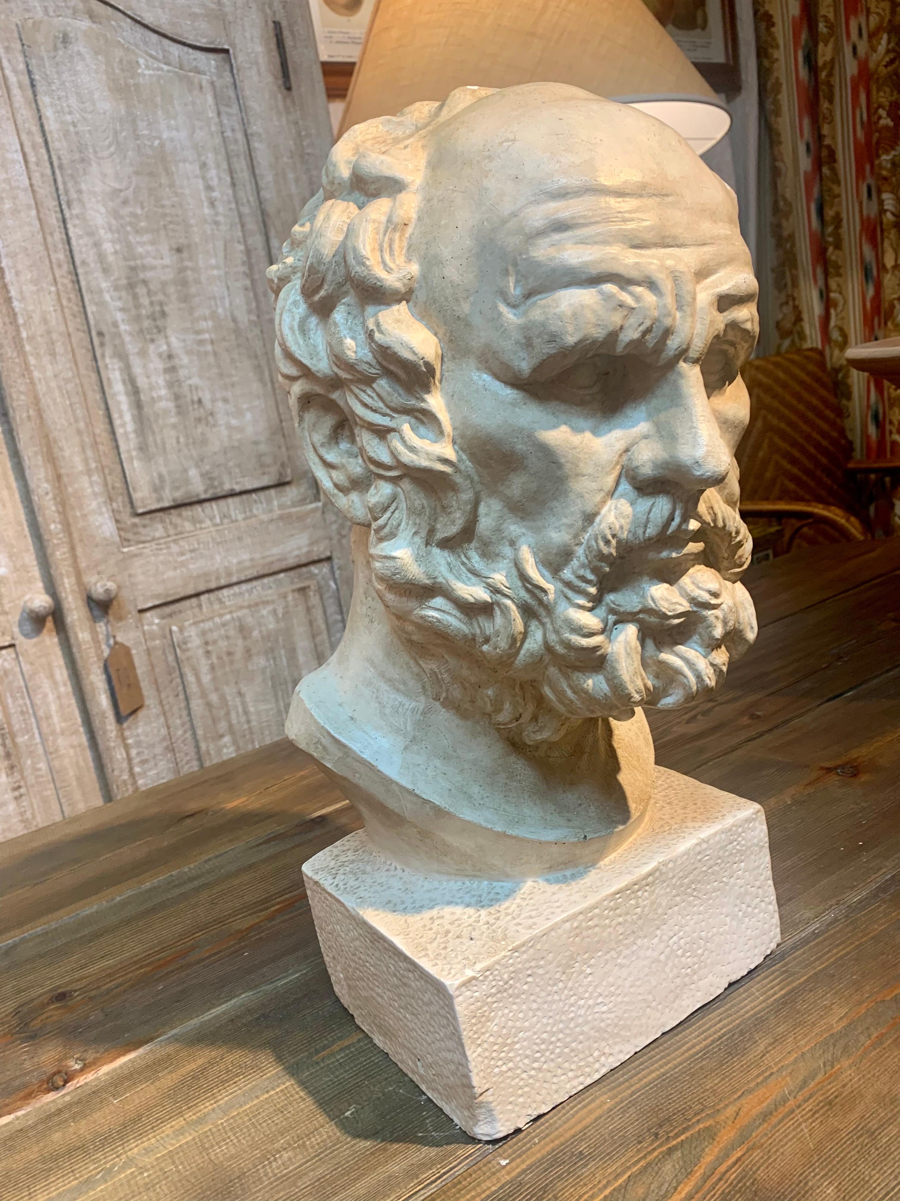 Sculpture du début du 20e siècle  Buste de Platon en plâtre en vente 9