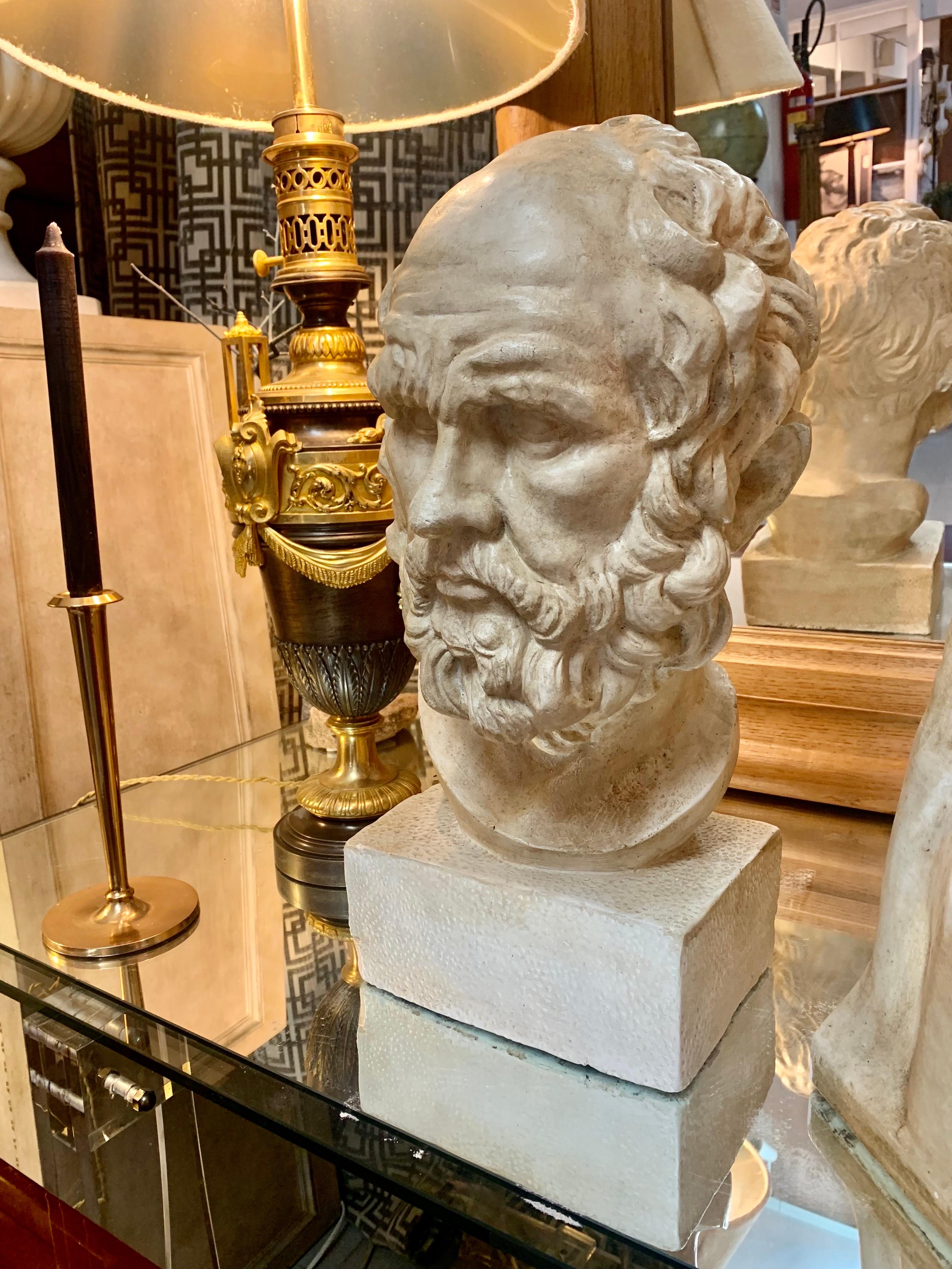 Spanish Early 20th Century Sculpture  Plaster Bust of Platon For Sale