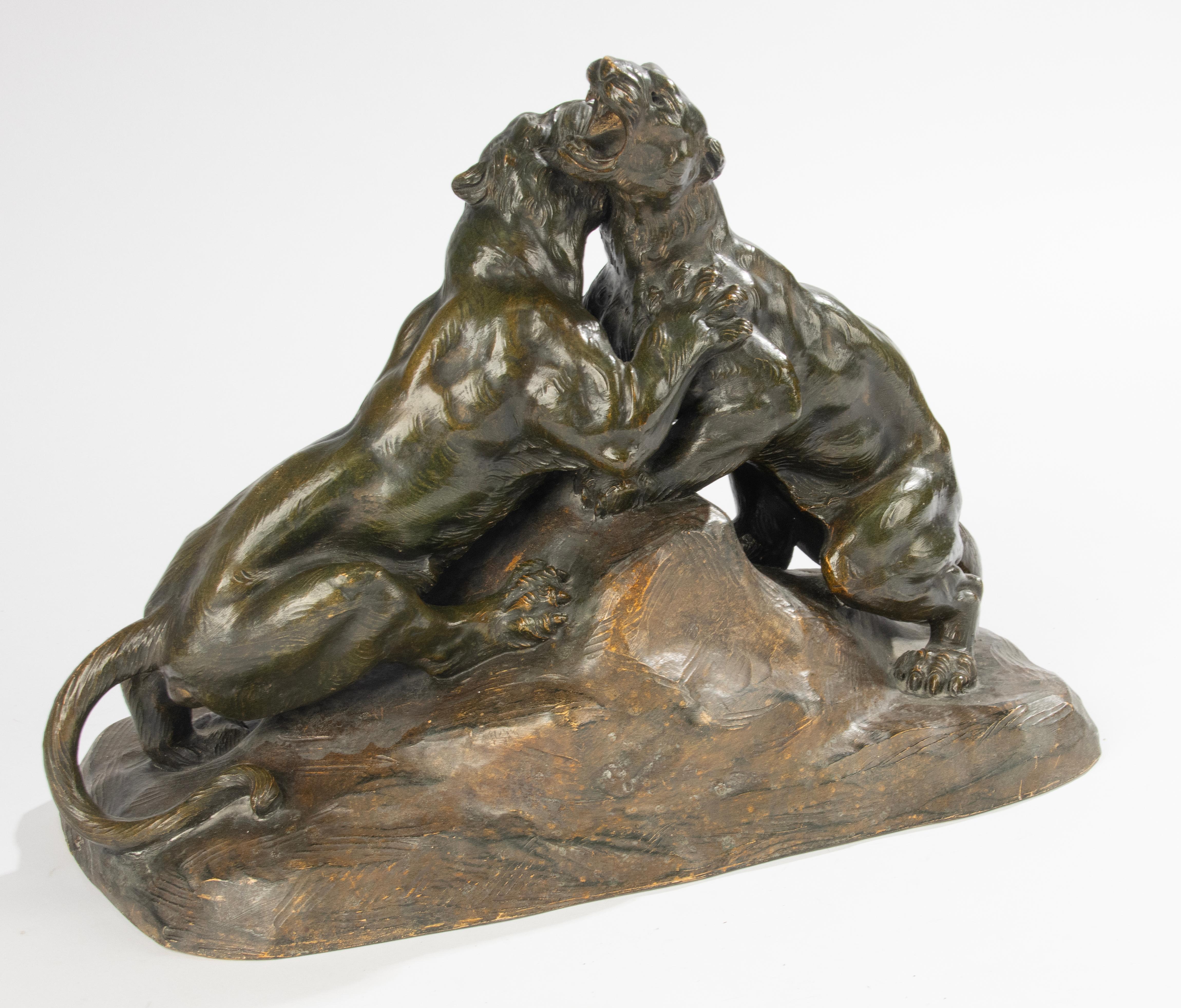 Early 20th Century Sculpture - Terracotta - Tigers For Sale 8