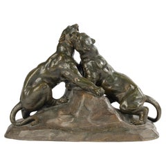 Early 20th Century Sculpture - Terracotta - Tigers