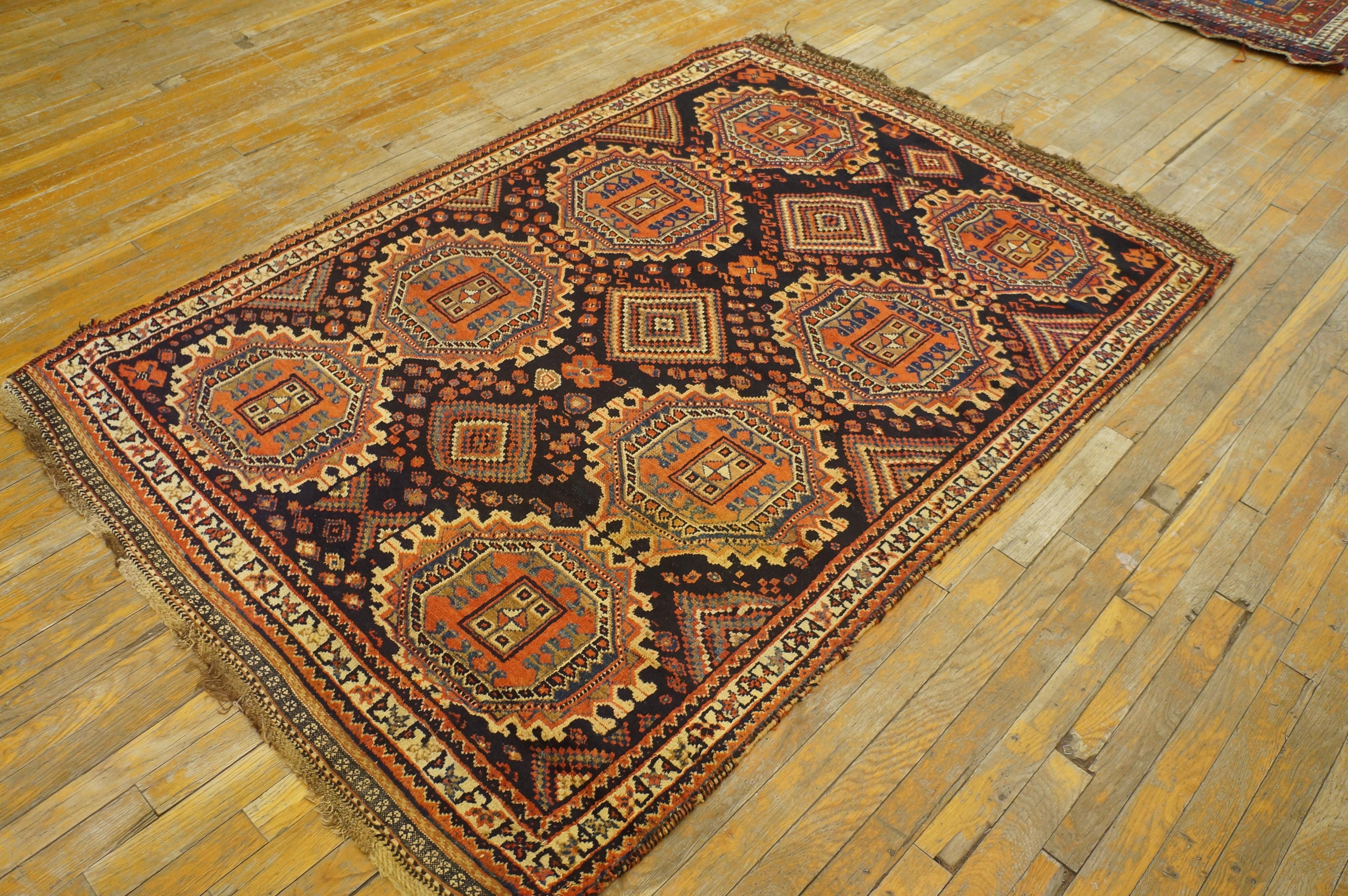Hand-Knotted Early 20th Century S.E. Persian Afshar Carpet ( 4'6