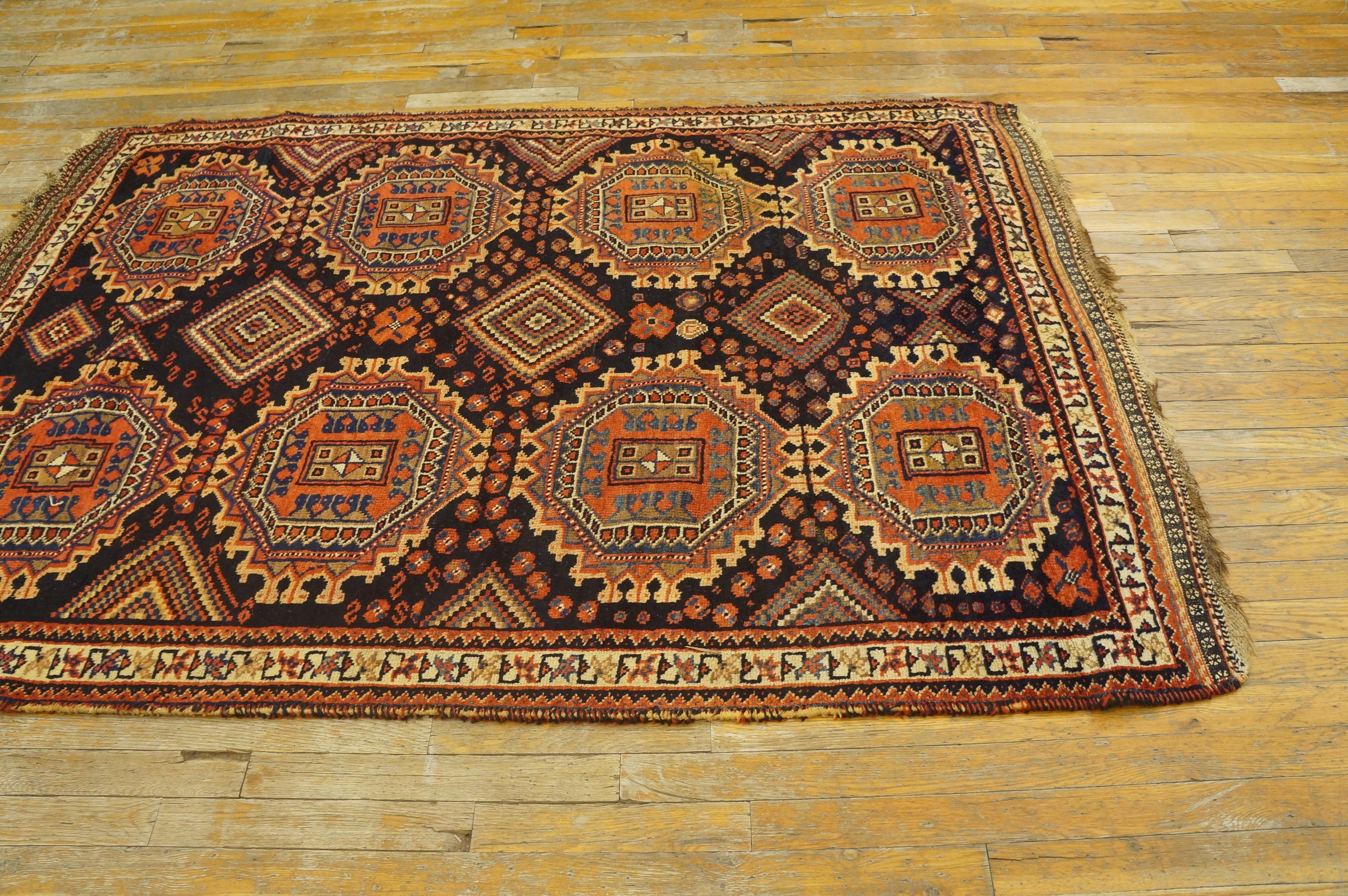 Wool Early 20th Century S.E. Persian Afshar Carpet ( 4'6