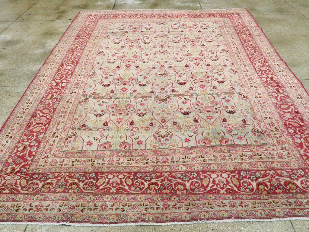 green and pink persian rug