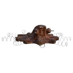Figura iluminada de pulpo de feria tallada a mano en sección de principios del siglo XX