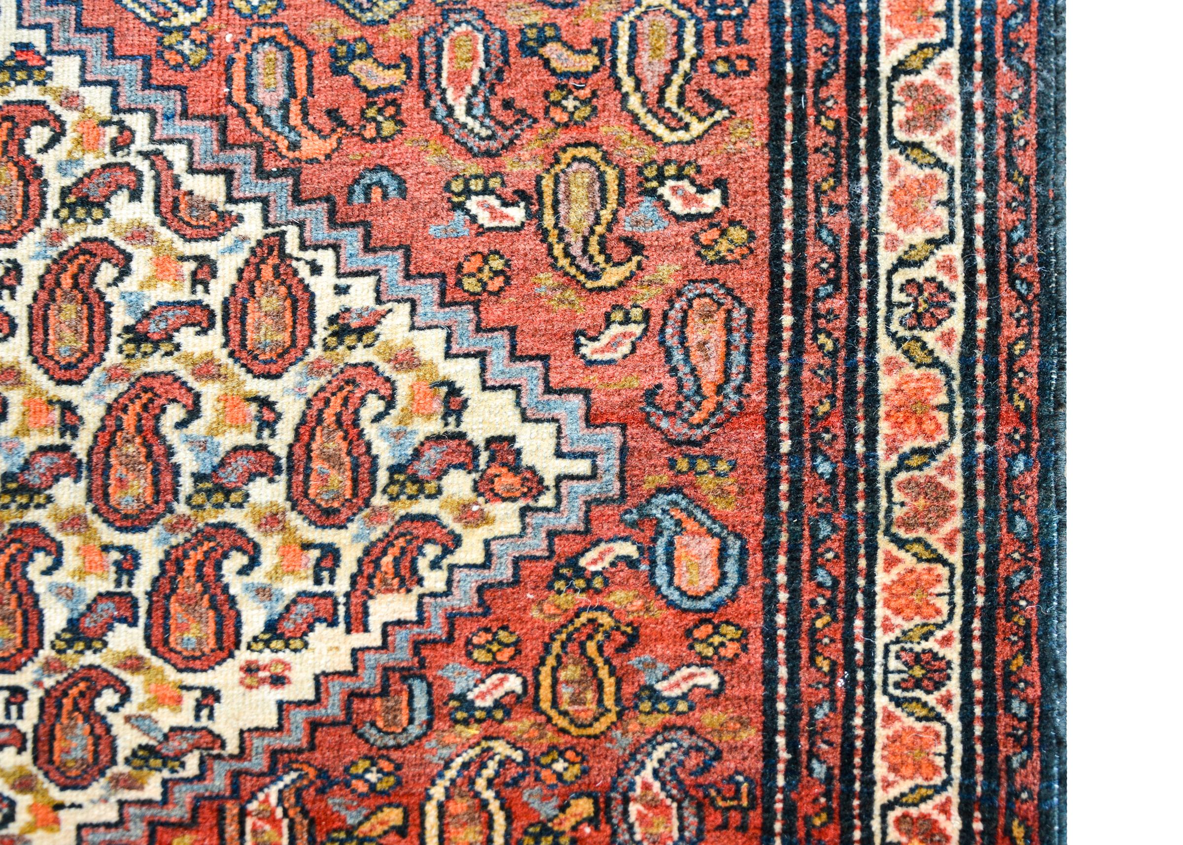 Hand-Knotted Early 20th Century Senneh Rug For Sale