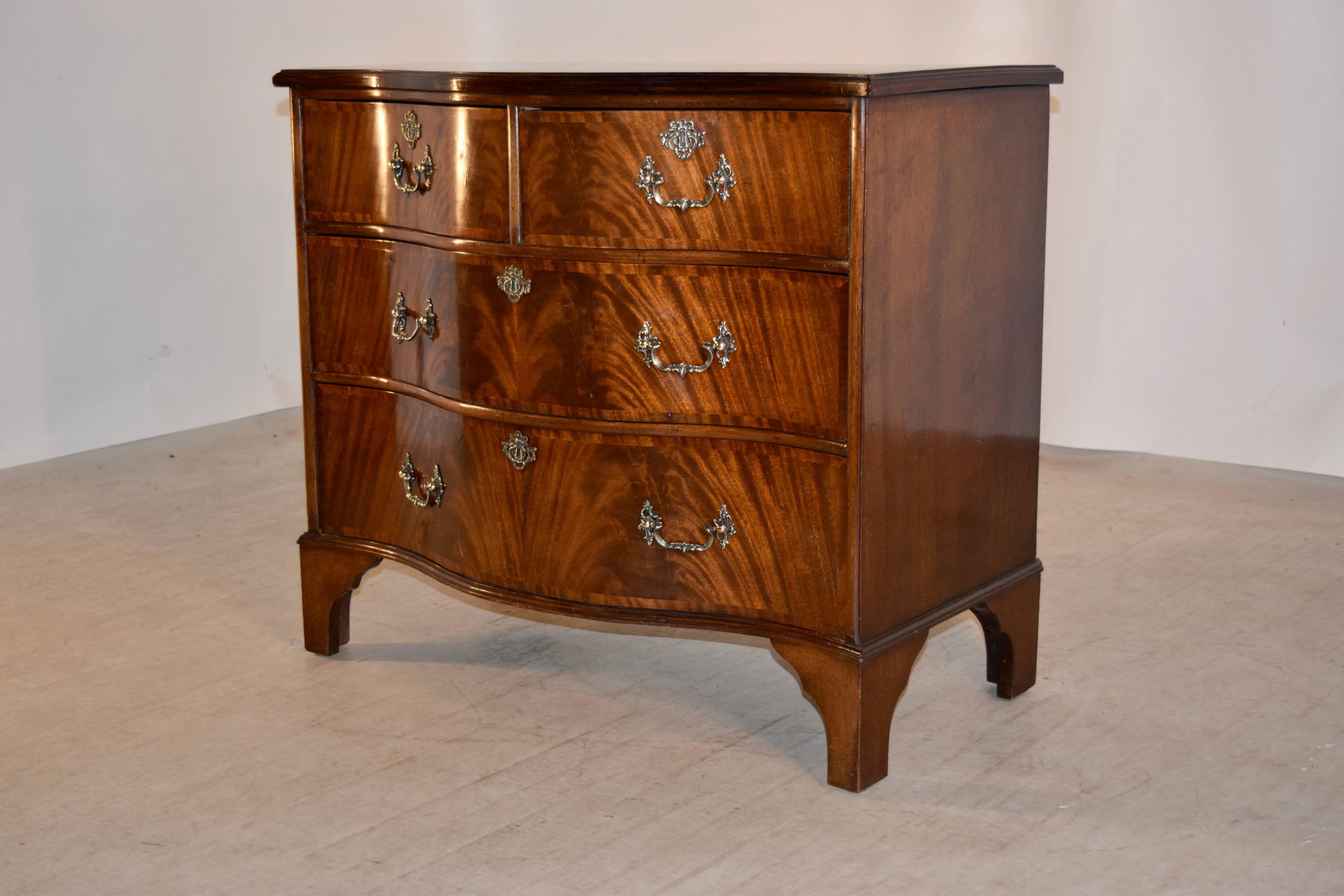 Brass Early 20th Century Serpentine Chest of Drawers