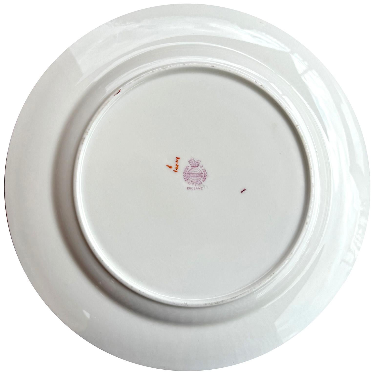 Edwardian Early 20th Century Set 22 English Hand-Decorated Minton Fine China Salad Plates For Sale