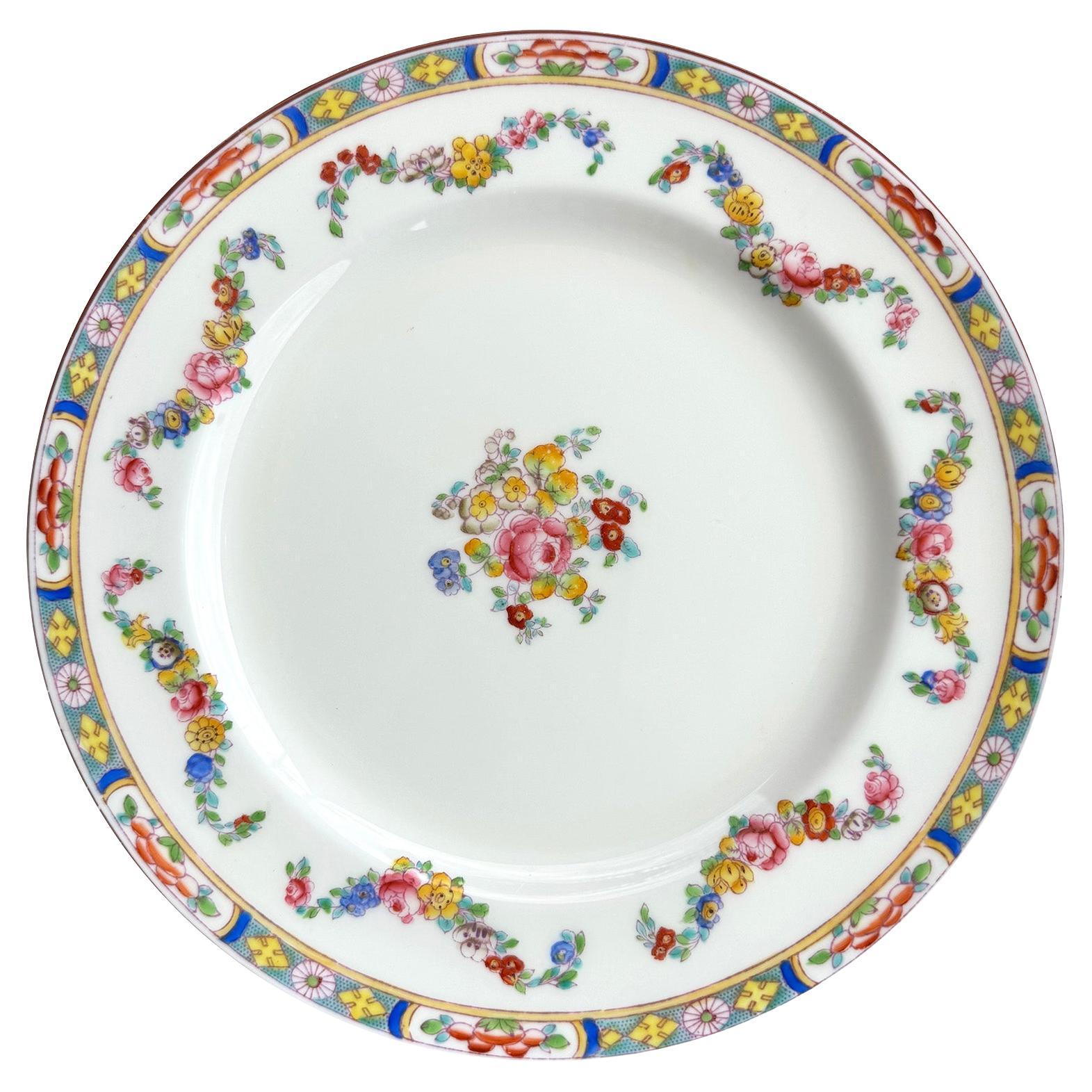 Early 20th Century Set 22 English Hand-Decorated Minton Fine China Salad Plates